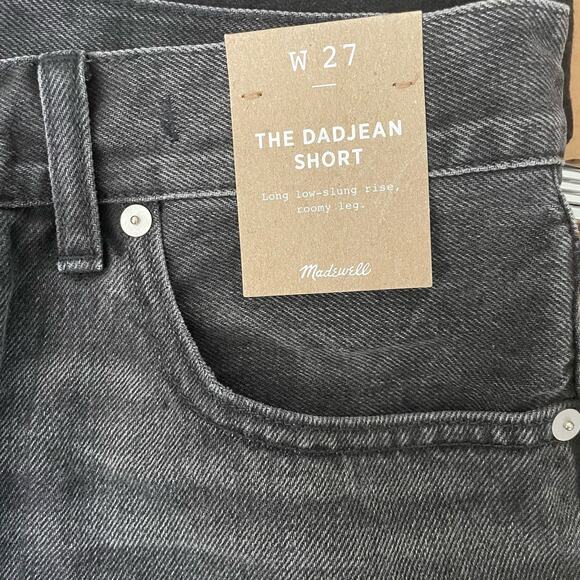NWT Madewell The Dad Jean Short Faded Dark Gray Wash Raw Hem High Rise Size 27 - Picture 2 of 7